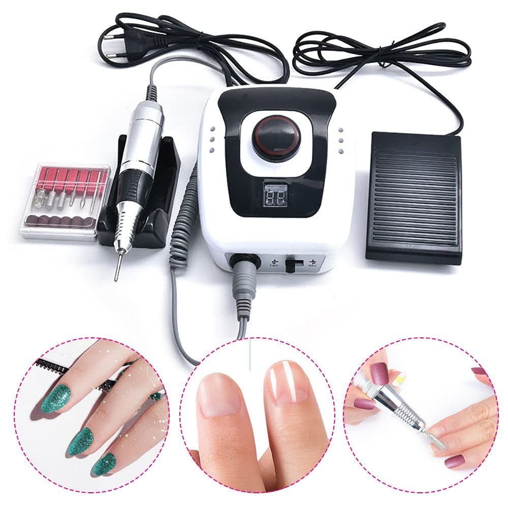 Profesjonalna frezarka do paznokci, elektryczna frezarka do paznokci, zestaw 35000 obr./min, wiertarka do manicure, pedicure, do studia paznokci/salonu