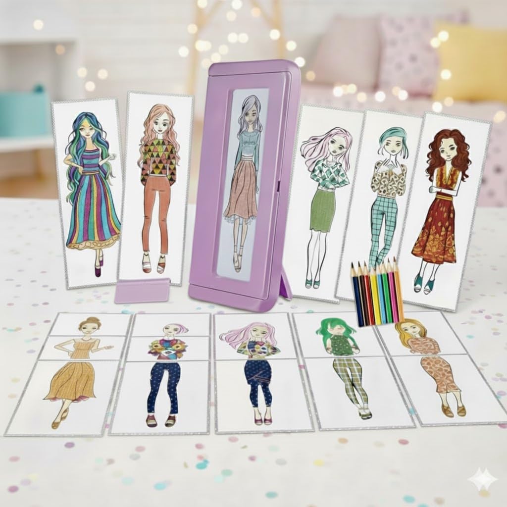 LISUNQUE Fashion Creativity Kits, Creativity Design Kit DIY Arts for Girls, Drawing Rubbing Plates Kit, Fashion Design Kit for Kids, Textured Fashion Plates, Designed By You Fashion Studio (Purple)