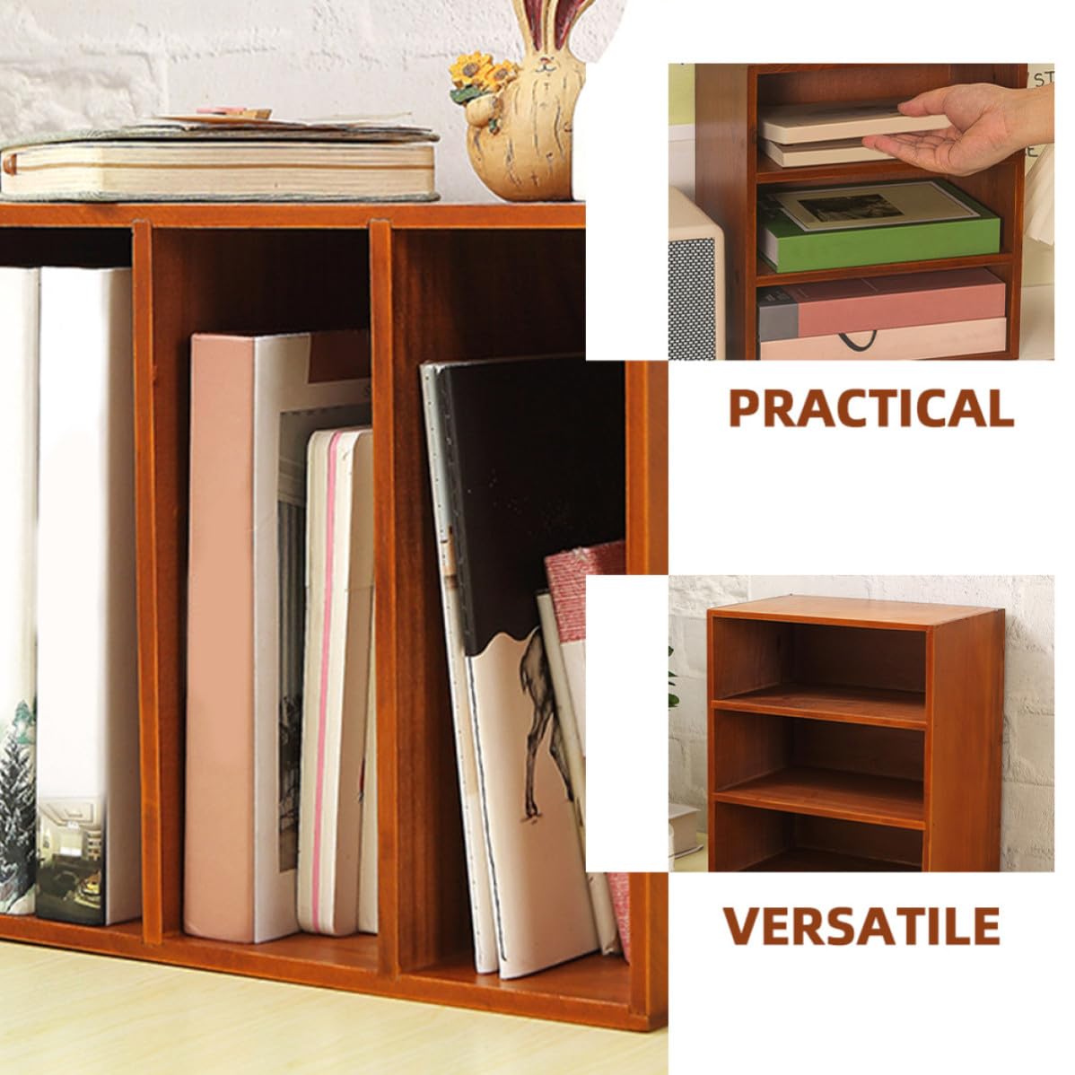 ORFOFE Scaffale per Libri da Scrivania a Tre Livelli in Legno Argento