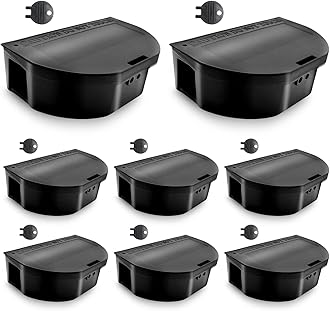 Mouse Bait Station 8-Pack – Tamper-Resistant Rodent Control Boxes with Security Key, Child & Pet Safe, Indoor/Outdoor Reusable Mouse Trap for Home, Garage, Basement, Pest Deterrent