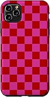 Vista 13 de Funda para iPhone 16 con diseño de cuadros rojo y rosa a cuadros #019