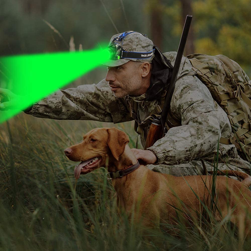 WindFire Linterna frontal de luz verde, linterna de caza recargable, sensor de movimiento de luz de la antorcha con zoom, mejor para caza de cerdo Coyote Varmint
