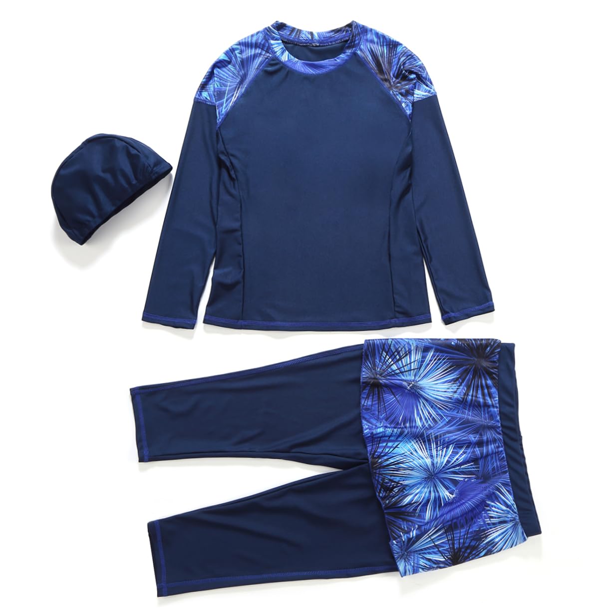 Traje De Baño Conservador De 3 Piezas Kit De Pantalones De Abrigo De Baño Traje De Baño Modesto Vestido De Playa para Mujer Ropa De Playa para Mujer Vestido De Natación para