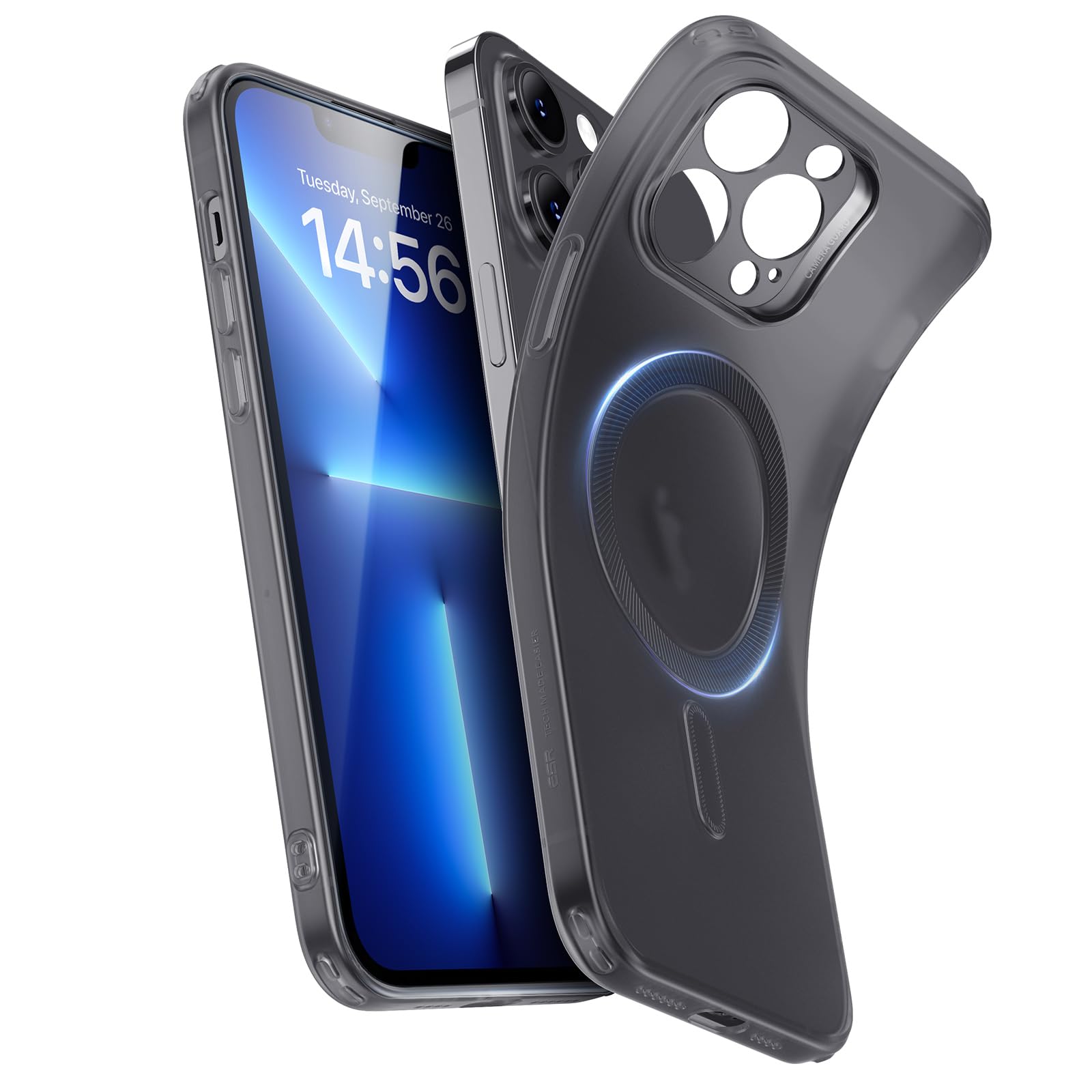Photo 1 of ESR for iPhone 14 Pro Case, Compatible with MagSafe, Military-Grade Protection, Resists Yellowing and Scratches, Magnetic Phone Case for iPhone 14 Pro, Zero Series, Frosted Black