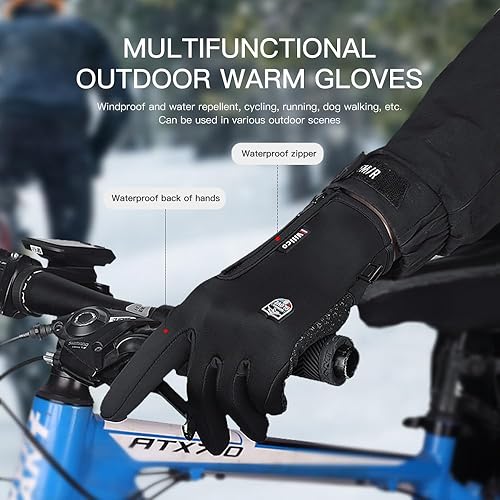 Miniatura 2 de TEMEI Guantes térmicos de invierno para hombres y mujeres, dedos para pantalla táctil, impermeables, resistentes al viento, antideslizantes, guantes