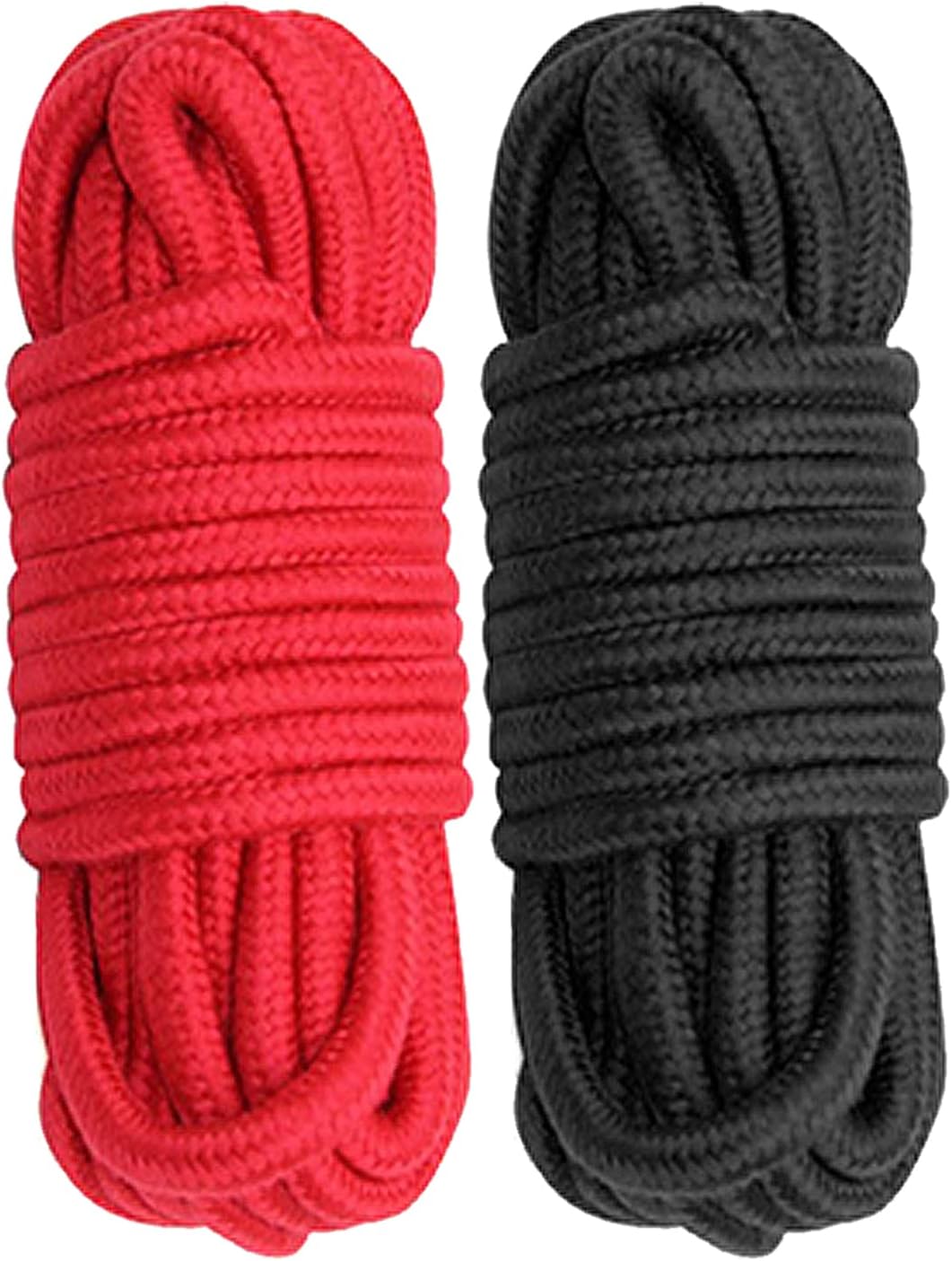 2 Pack 10m/32 Feet Soft Cotton Rope, Black 8mm Long Rope Thick Craft ...