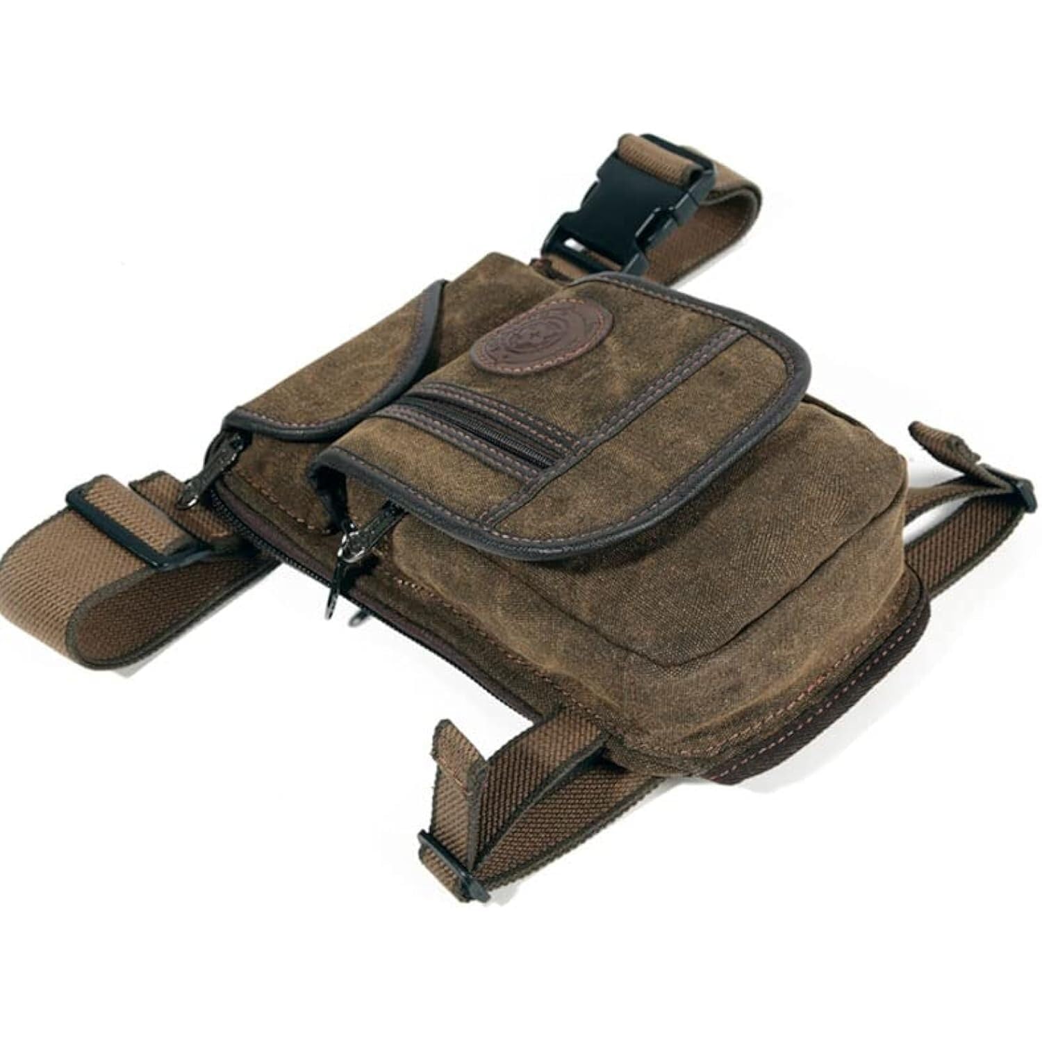 Pernera Moto Bolsa for Pierna, for Muslo, Lona/Nylon, Brazo Caído for Hombre, Cinturón for Cintura, Cadera, Motocicleta, Bandolera Mensajero(Khaki)