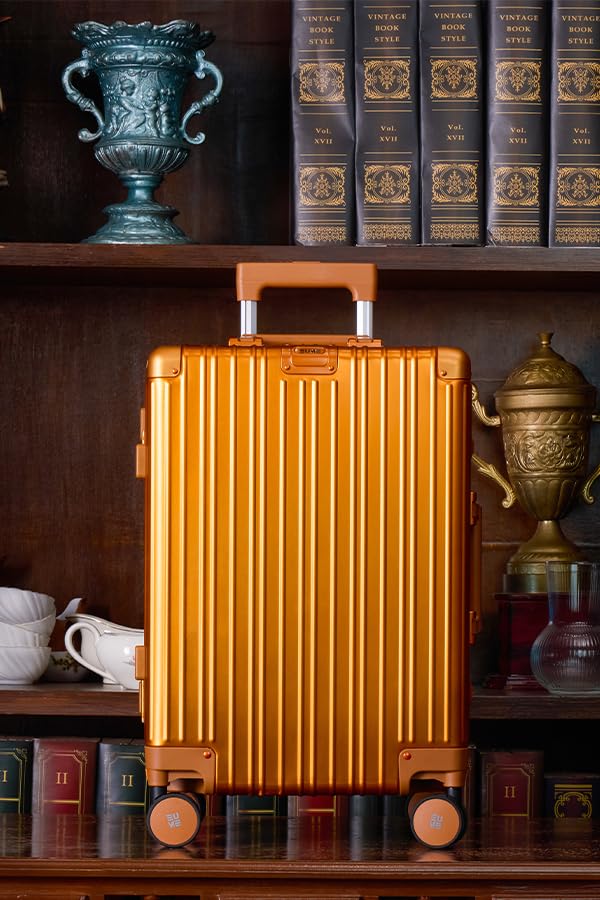 Image of EUME 100% Aluminium Sunburn Cabin Trolley Bag Small for Travelling | 50cm Cabin Suitcase Small | Durable High-End 8 Silentrun 360 Degree Spinner Wheels System | Premium Suitcase