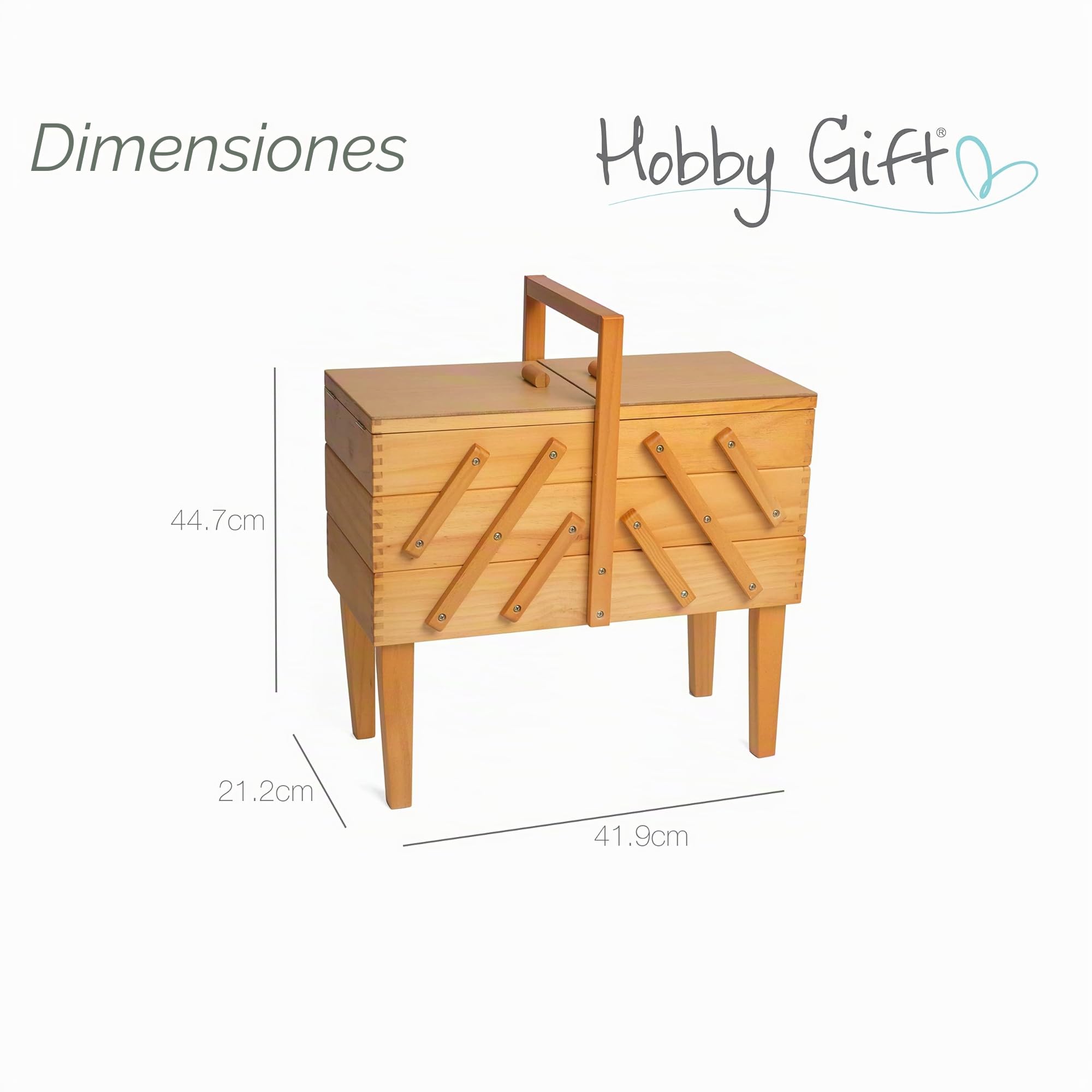 Hobby Gift Caja de Madera en voladizo para Costura y Manualidades, 3 Niveles con Patas