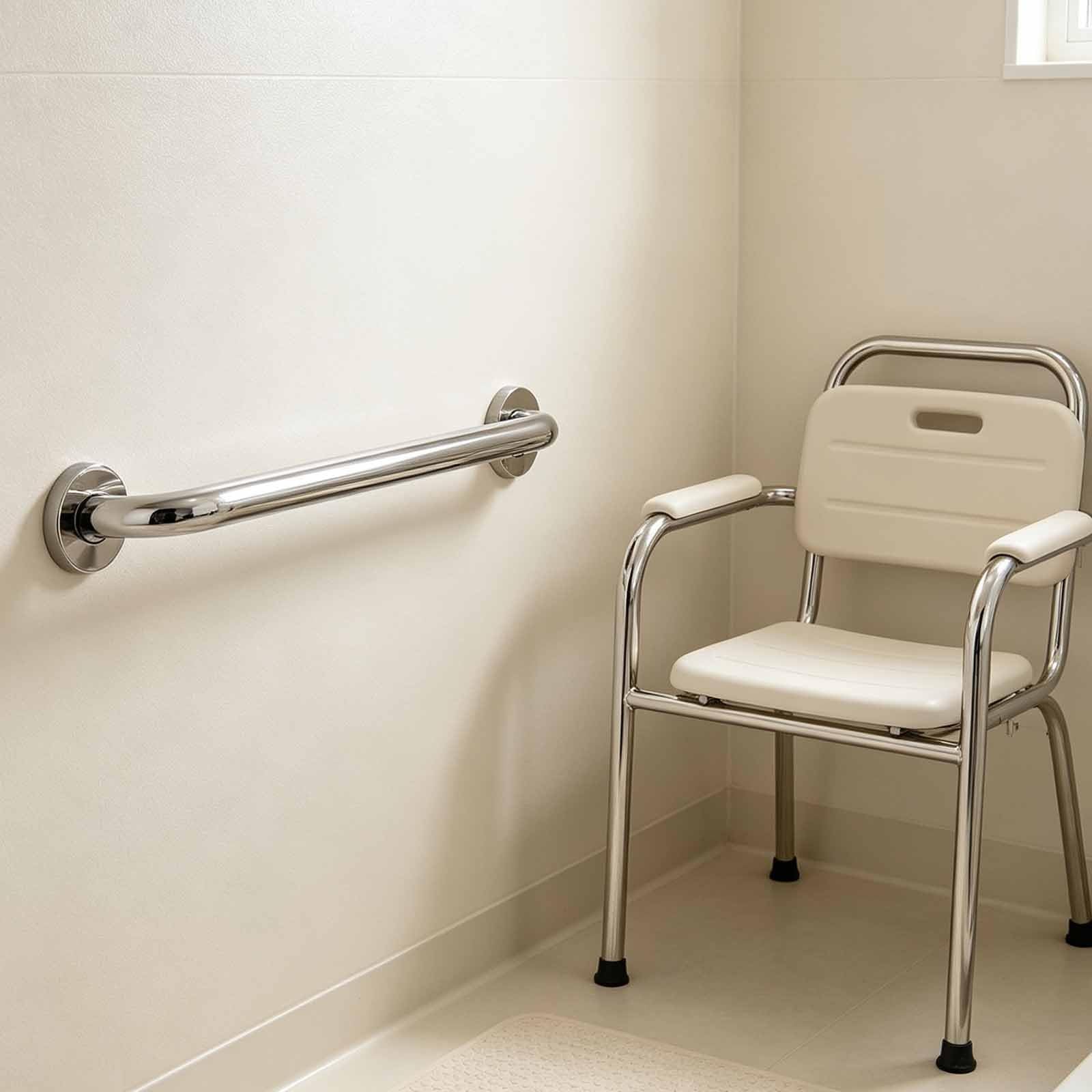 Barra De Apoyo para Discapacitados, Antideslizante Y De Fácil Acceso, con Montaje En Pared De Acero Inoxidable Curvado A 135° para Baños Y Residencias De Ancianos.(30cm)