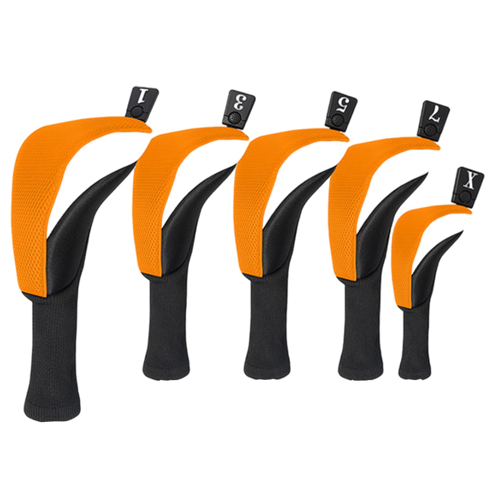 Lot de 5 housses de tête de club de golf - Driver en bois, couvre-chef de club de golf à col long | Housse de protection anti-poussière pour golf, hybride en bois antidérapant pour clubs hommes femmes
