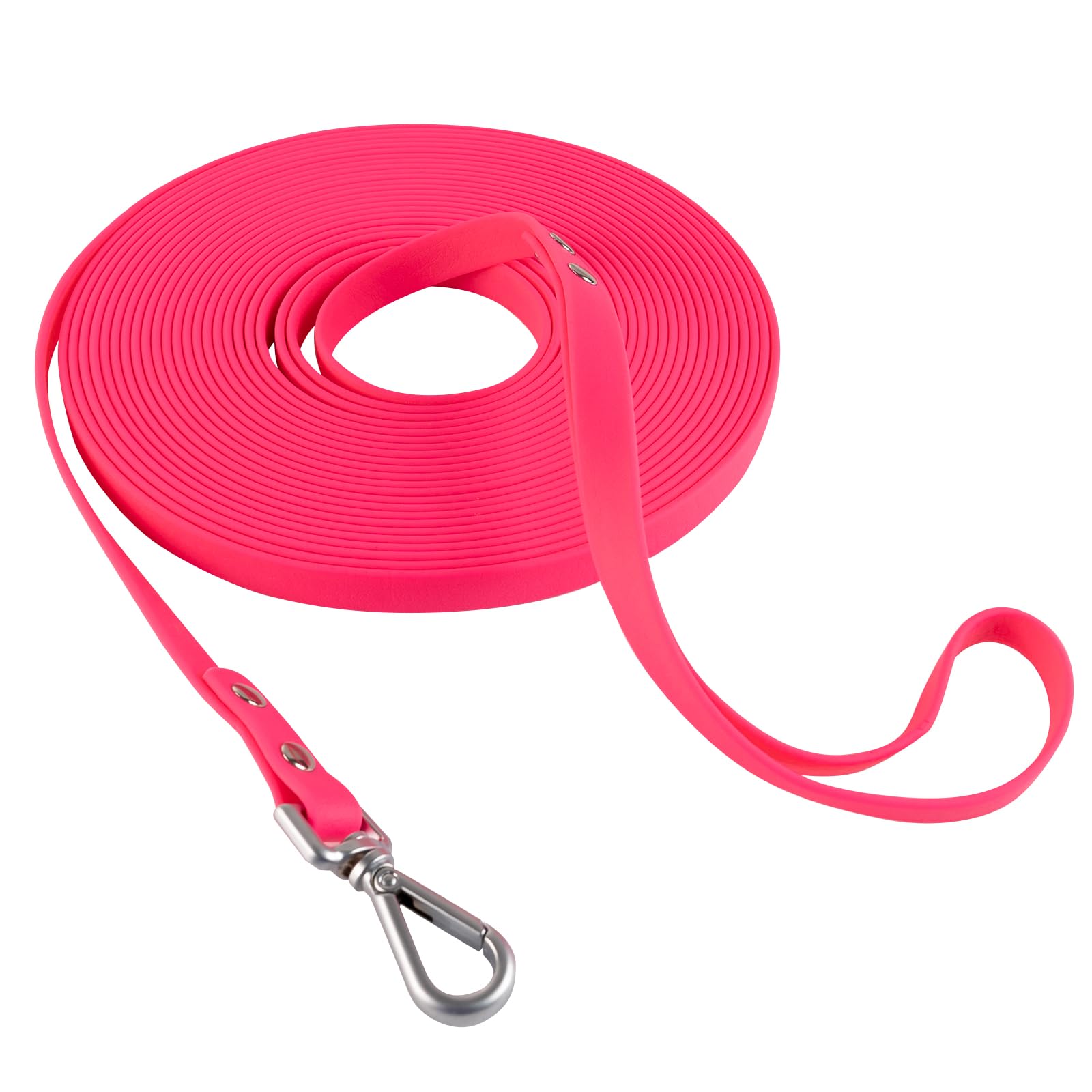 AUMAILI Dog Training Long Leash Waterproof Long Line Heavy Duty Outdoor Recall Lead 10ft 15ft 20ft 30ft 50ft for Small Medium Large Dog (Rose Pink,