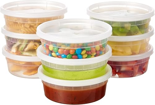 Miniatura 7 de Contenedores de plástico de 8 onzas con tapas, 48 juegos, a prueba de fugas, apilables, sin BPA, aptos para microondas y congelador (anteriormente