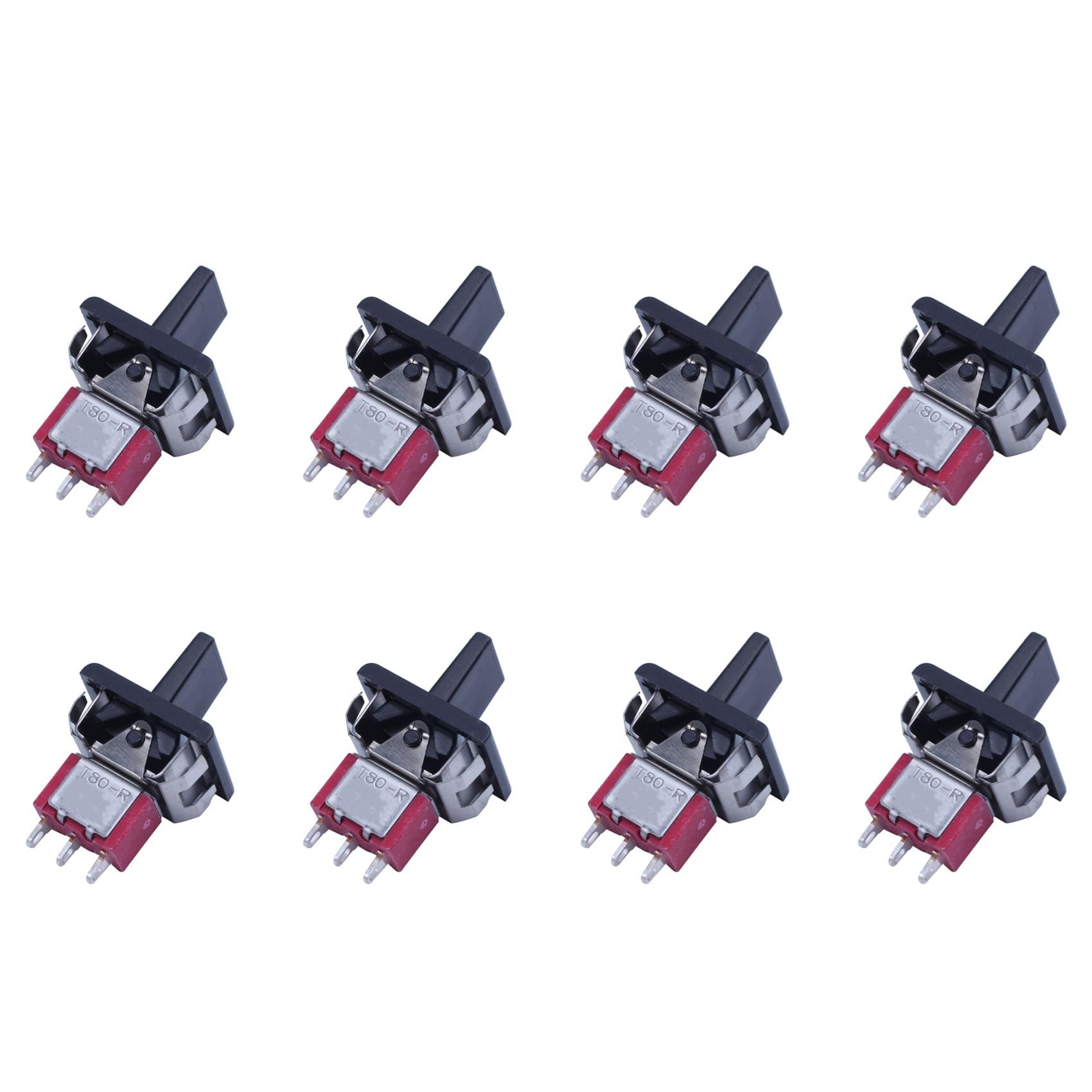 Jnchdghwa Red&Black 8X Ac 250V/3A 125V/5A Momentary Spdt 3 Positions Toggle Switch T80-R