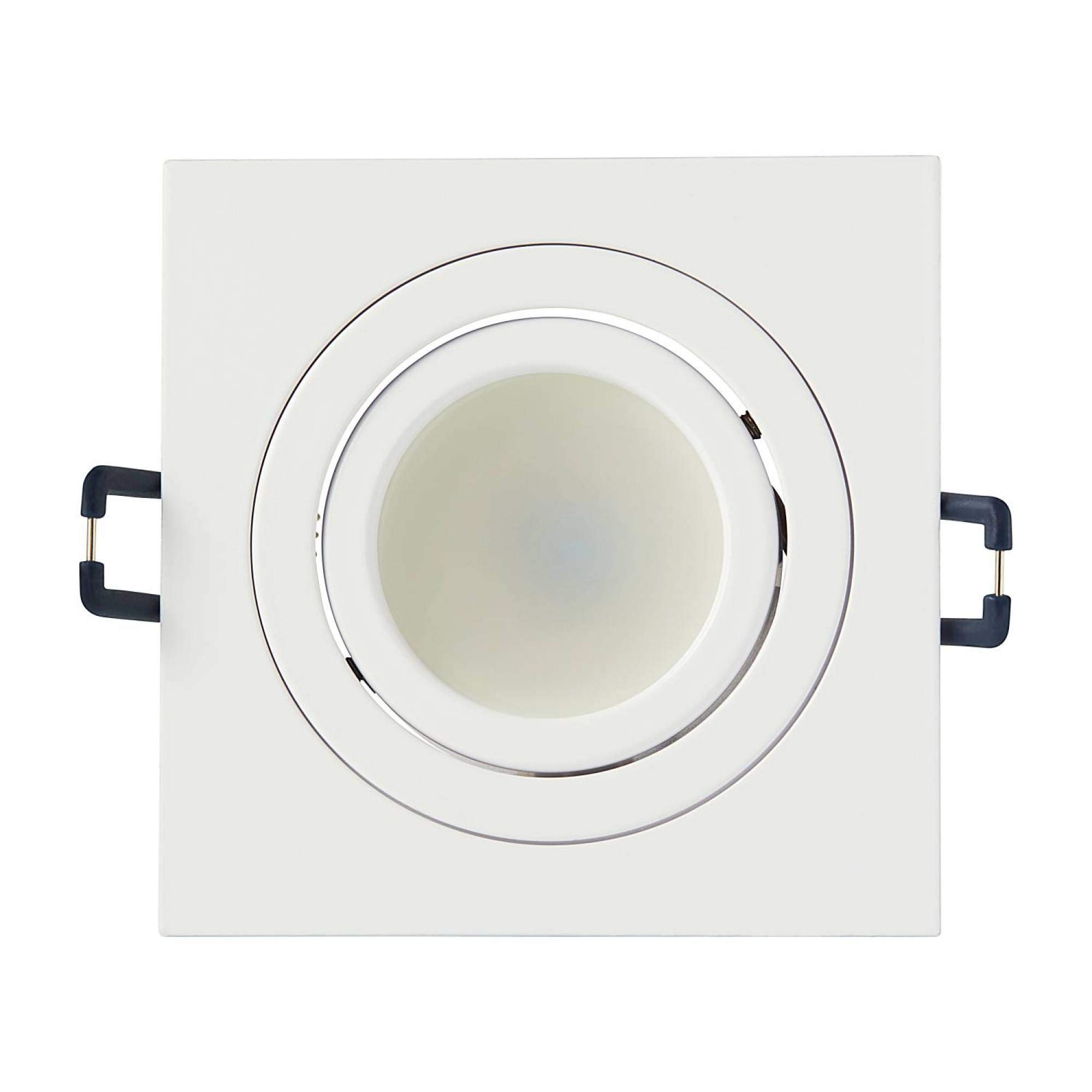 12x LED Einbaustrahler Set Weiß eckig 5 Watt warmweiß 230V flach (30mm) - Einbauleuchte schwenkbar dimmbar aus Aluminium - 75-85mm Bohrloch Einbau-Spot Decken-Strahler