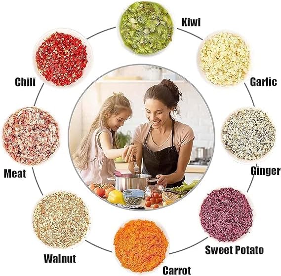 Vegetable Chopper Manual Hand Press Chopper(1100ml) - Pink