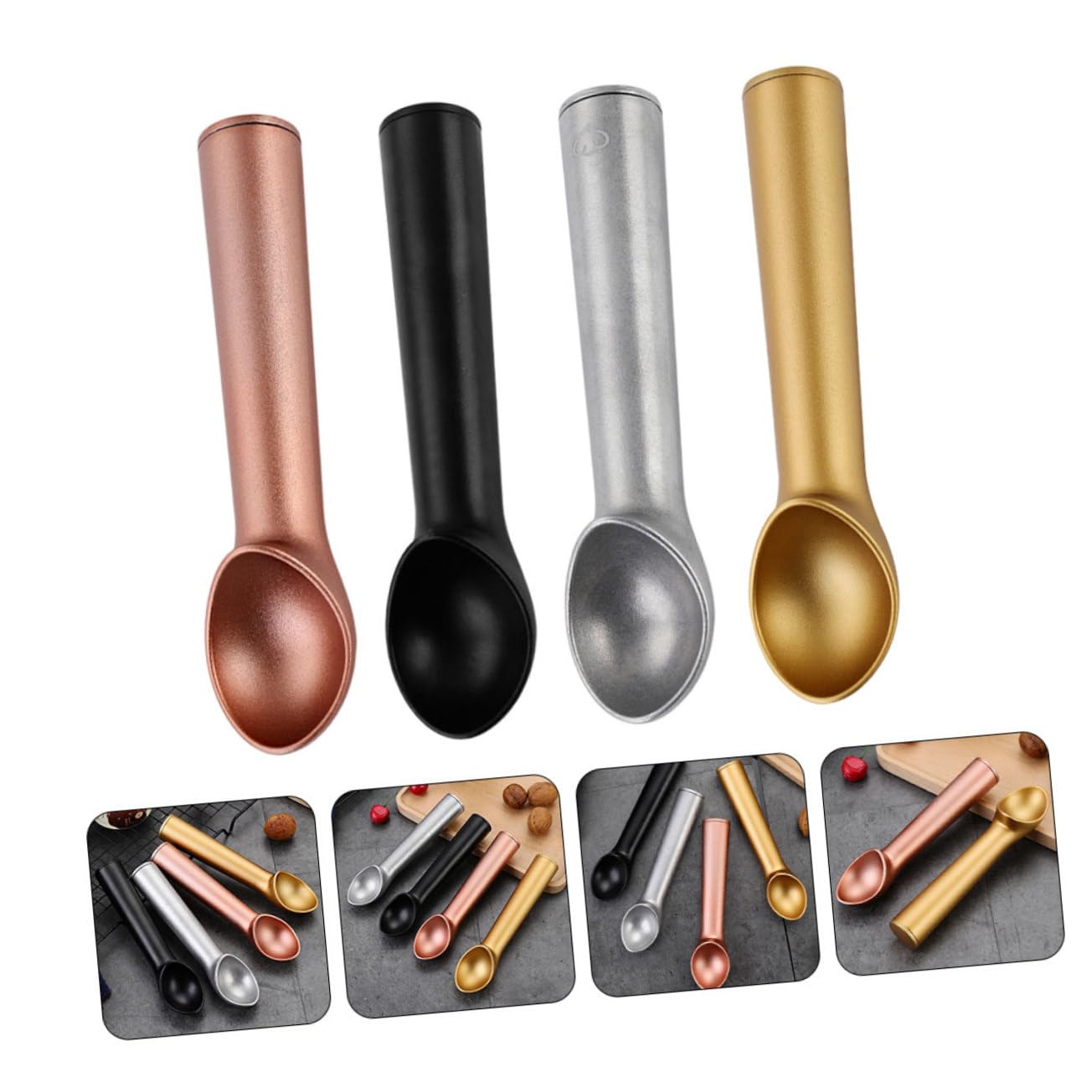 4pièces Cuillère à Glace Professionnelle Cuillères pour Glaces Desserts Fruits Service de Cuisine