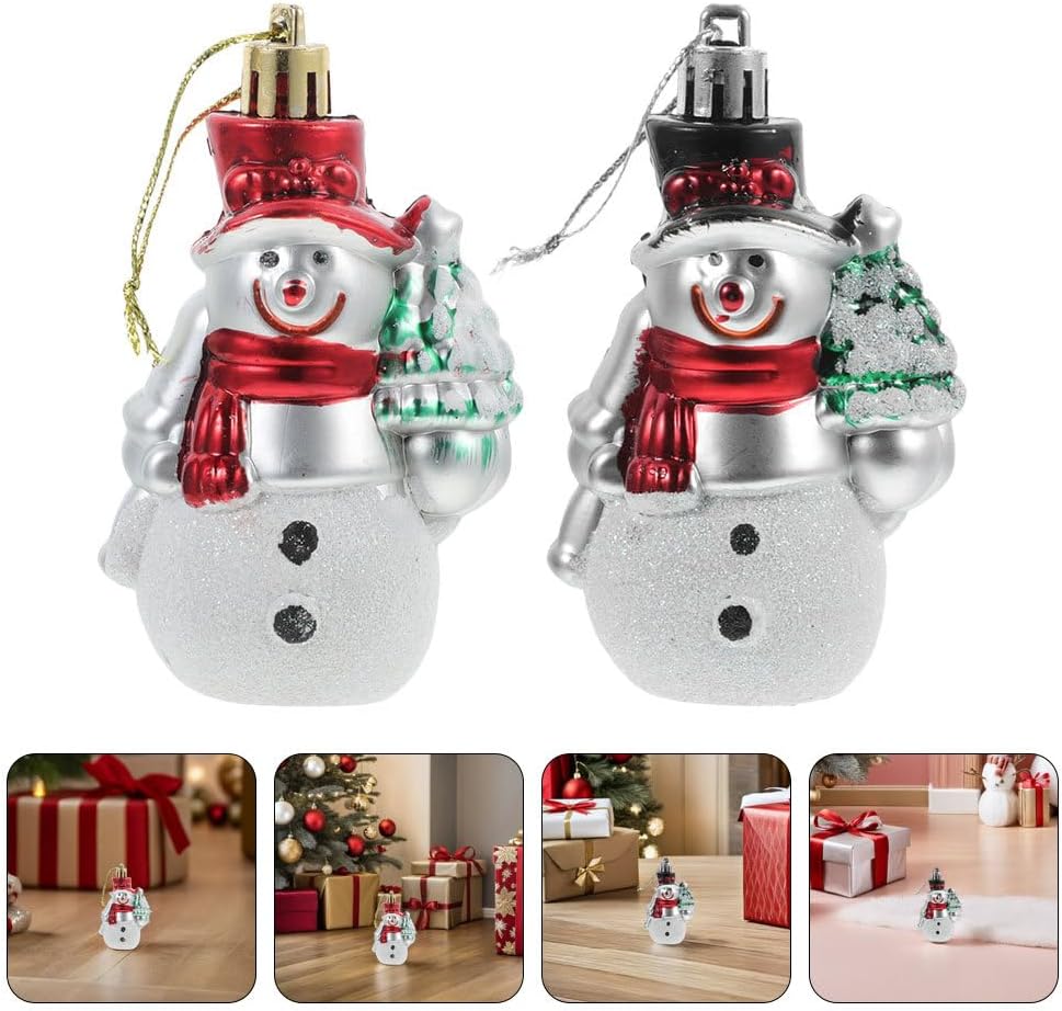 Ciieeo 8pcs Snowman Ornaments: Plastic Christmas Tree Hanging Decorations for Winter Holiday Party, Assorted Color Snowman Figurines for Farmhouse Decor - Image 7