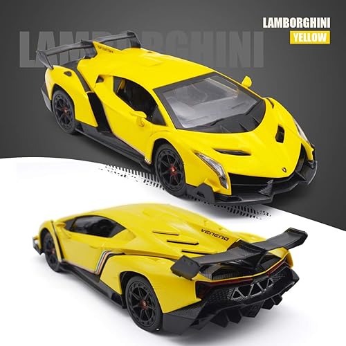 Miniatura 11 de QUN FENG Lamborghini - Auto de juguete Lambo a escala 1:24, auto de juguete con licencia oficial de autos a control remoto con luz de 2.4Ghz