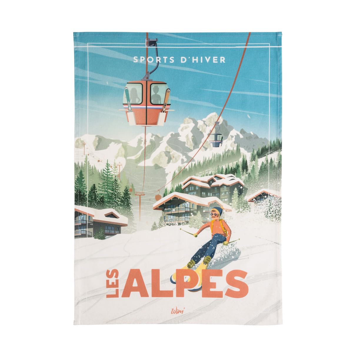 Coucke Printed Cotton Tea Towel, Wim Les Alpes, 50 x 75 cm