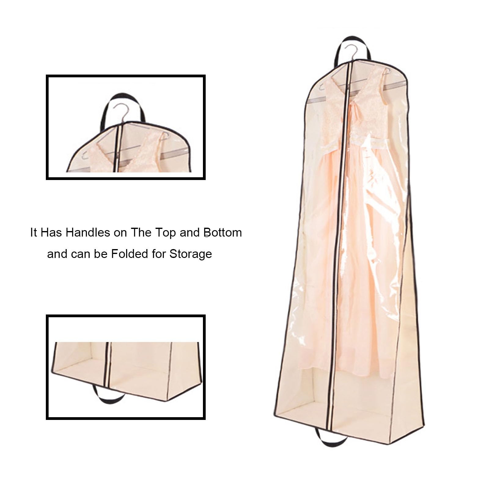 Custodia Copriabiti Antipolvere da Sposa, Traspirante e Trasparente Custodie per Abiti, Abiti da Sera, Completi, Cappotti(24x10x79in/60x25x200cm)
