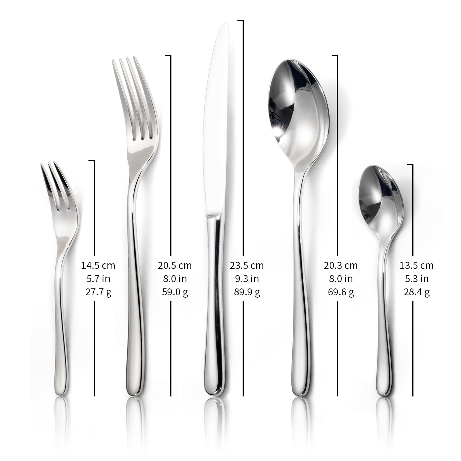 Alata Vienna 18/10 acciaio inox lucido, set di posate 6 persone, posate 30 pezzi, lucido, lavabile in lavastoviglie