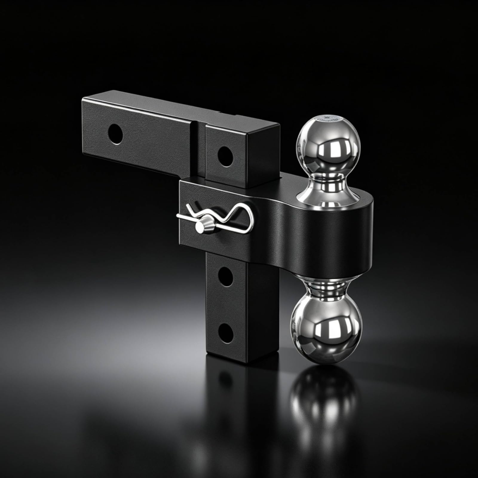 Almencla Enganche de Remolque Ajustable con Acople Doble Bolas Intercambiables y Altura Regulable Estructura en Aleación de Aluminio Vástago Estándar 2pulgadas, Rojo