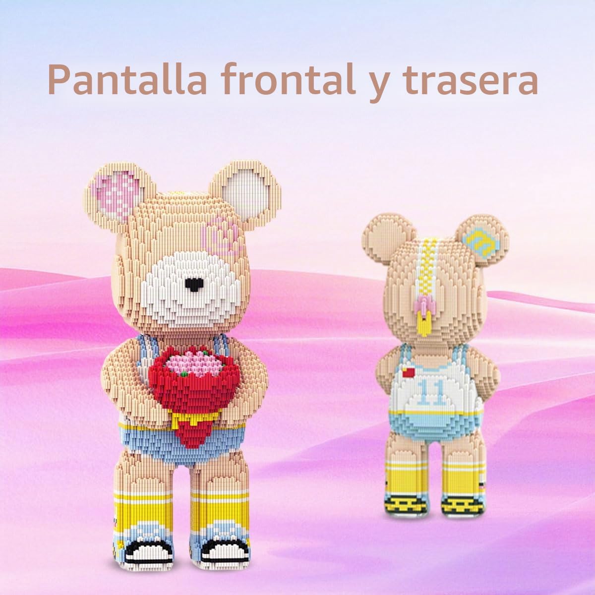 DAHONPA Oso de Rosa Animal Micro Bloques de Construcción para Adultos (5550 PIEZAS), Juego de Ladrillos de Oso Decoración Creativa para Hogar y Oficina, Regalo para Adultos y Niños