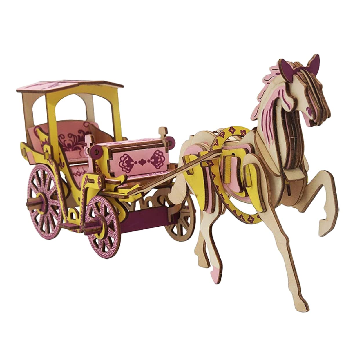 木製馬車 手彫り人形付き Amazon | 1組の馬車のモデル困惑の馬車のおもちゃのお母さんの困惑の