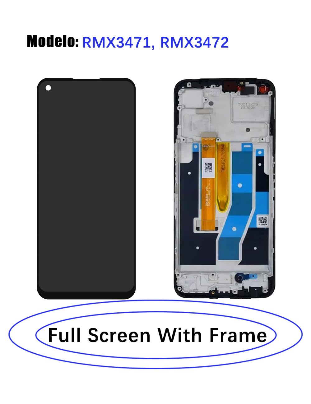 Display di ricambio per schermo LCD Realme 9 Pro, RMX3471 RMX3472 Display Touch Digitizer Assembly Kit parti di riparazione (nero con cornice)