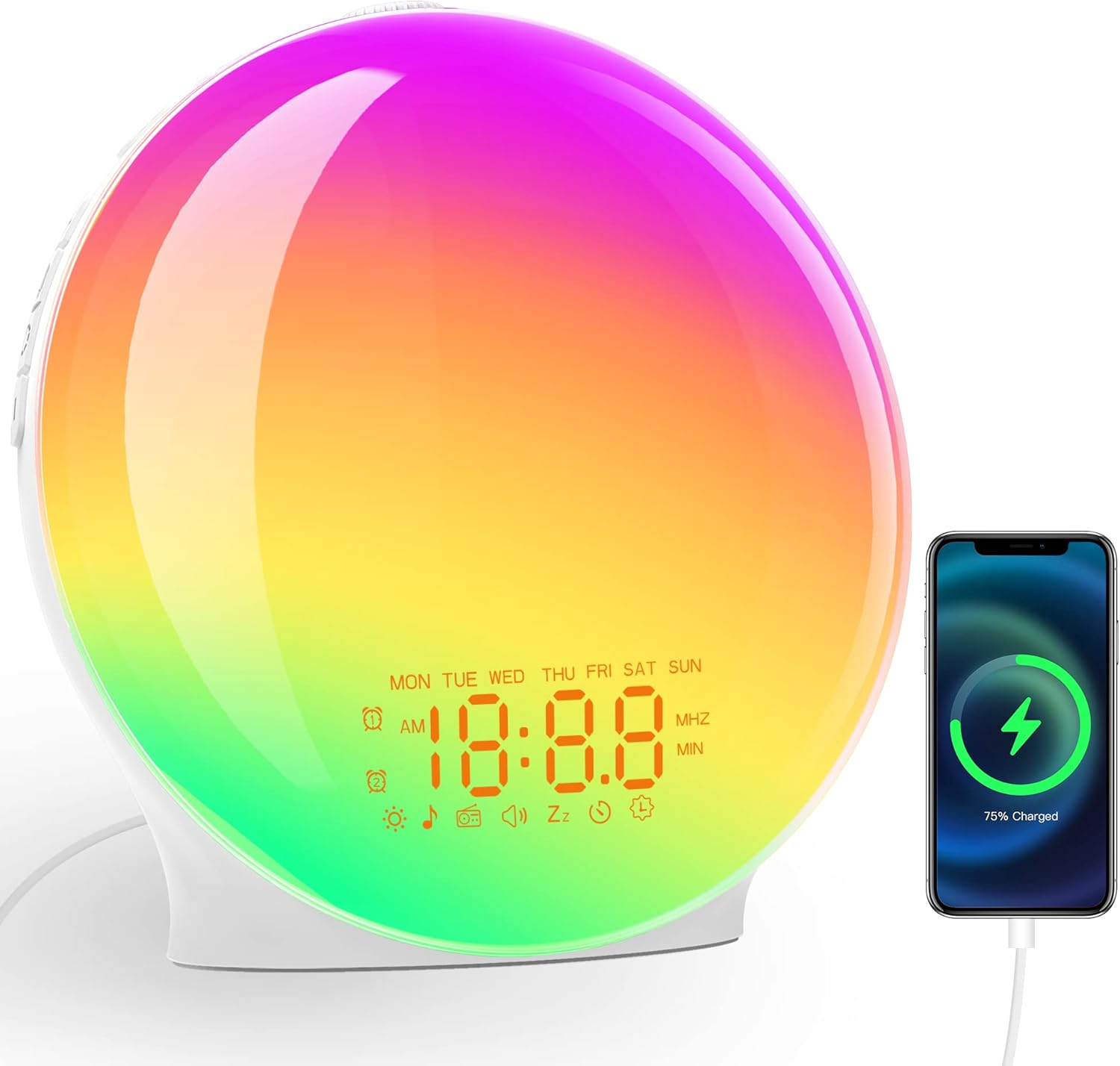 boxtery Wake Up Light Sunrise Alarm Clock & Dual Alarms, 8