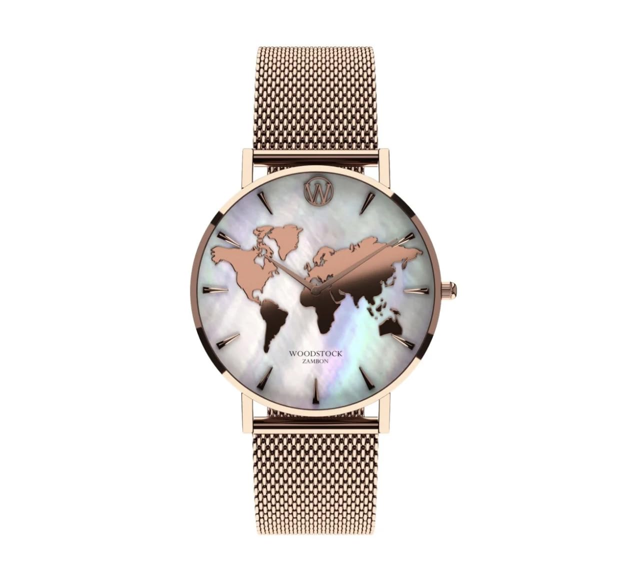 Woodstock Zambon Orologio Donna Elegante – Quadrante in Vera Madreperla – Acciaio 316L Oro Rosa – 5ATM Impermeabile – Design Raffinato e Regolabile – Regalo di Lusso