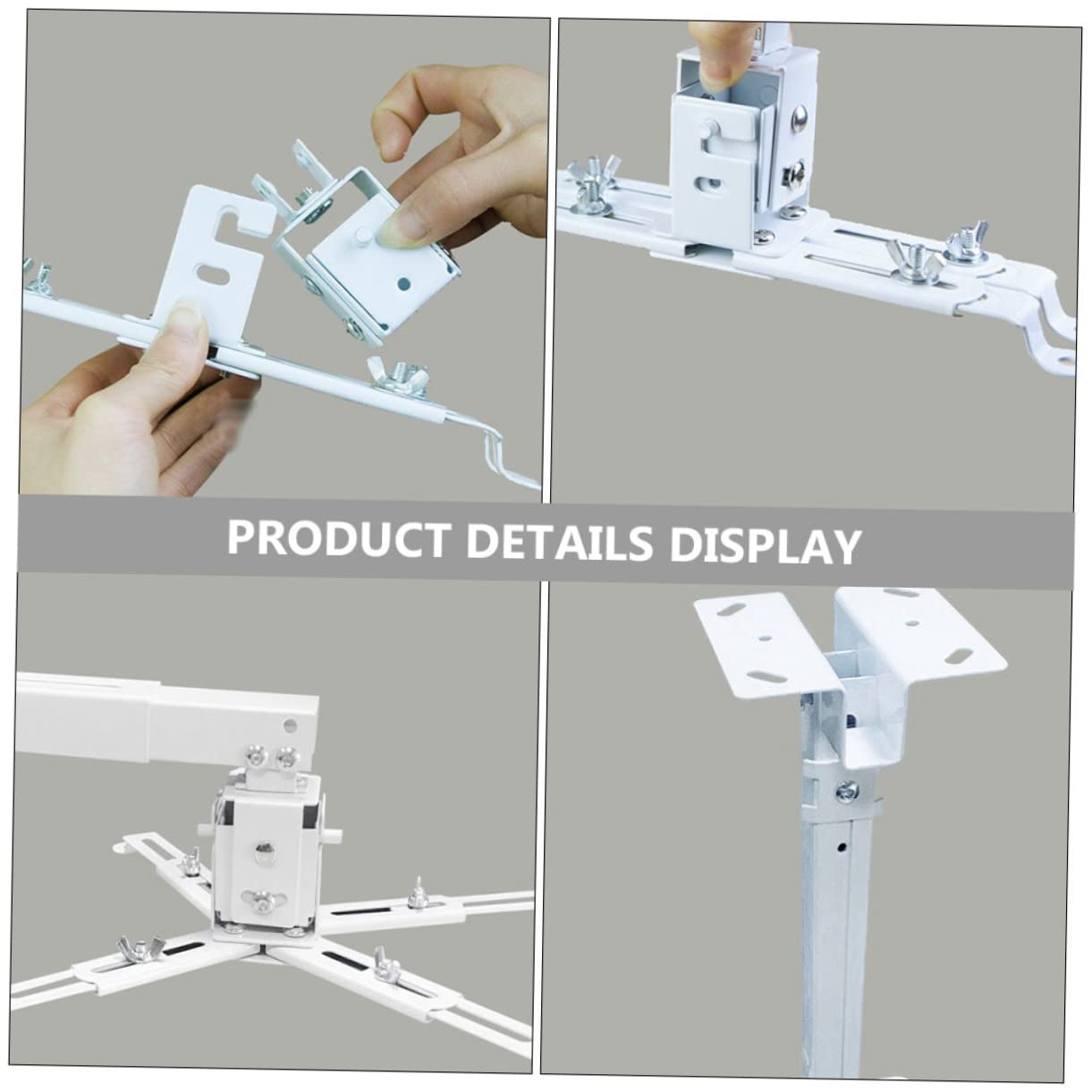 DOITOOL Support de Plafond pour Vidéoprojecteur en Acier au Carbone, Longueur Réglable 40-65cm, Installation Facile pour Usage Domestique
