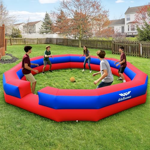 Image of Wellcomer 16FT Inflatable Gaga Ball Pit Arena, Portable Gagaball Court with Built-in Blower for Indoor & Outdoor, Team Building, Events, Backyard Activities, Easy Setup & Storage
