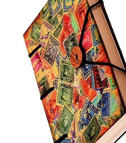 Purpledip Vintage Diary 'Stamp Collector': Handmade Paper Journal with String & Button Closure (11110), Multi, 5*7 - Image 4