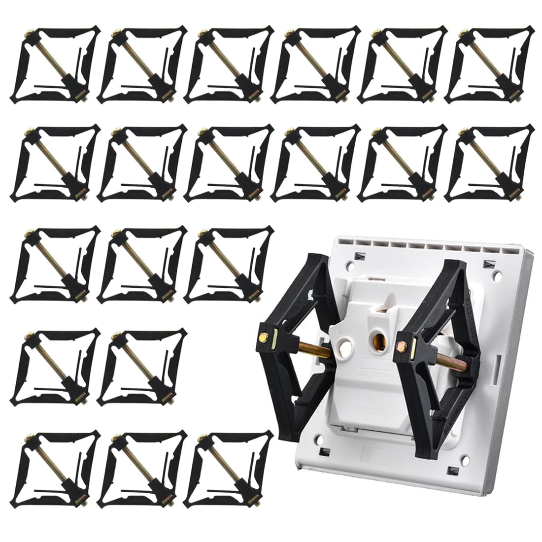 20 Pezzi Interruttore Cassette Riparatore Asta Di Supporto Supporti Con Vite Per Riparazione Di Cassette Per Interruttori A Parete Kit Riparazione Cassetta Elettrica Ganci Rotti Supporto