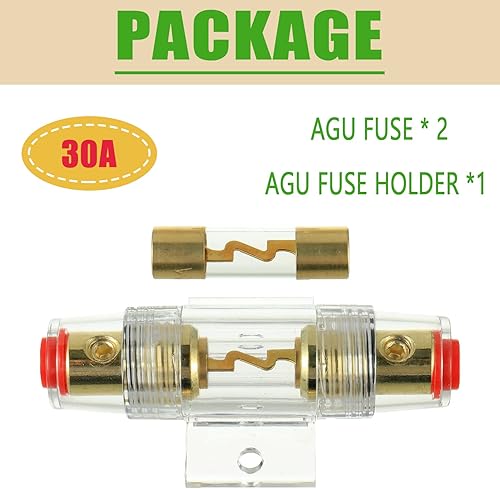 Miniatura 10 de Portafusibles en línea AWG calibre 4-8 con fusibles AGU de 20 A para audio de automóvil, alarma, amplificador, compresores, portafusibles en línea