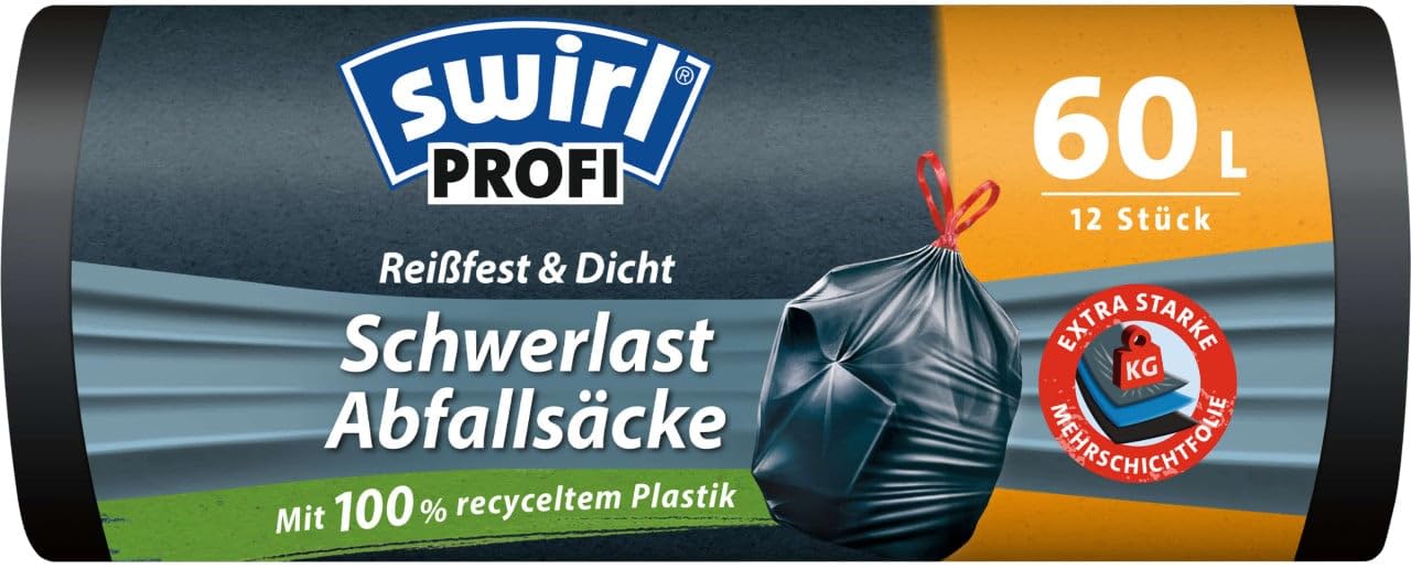Swirl 4008871216007 Professional Heavy Duty Bags 60 L Capacity 68 cm x 73 cm Pack of 12