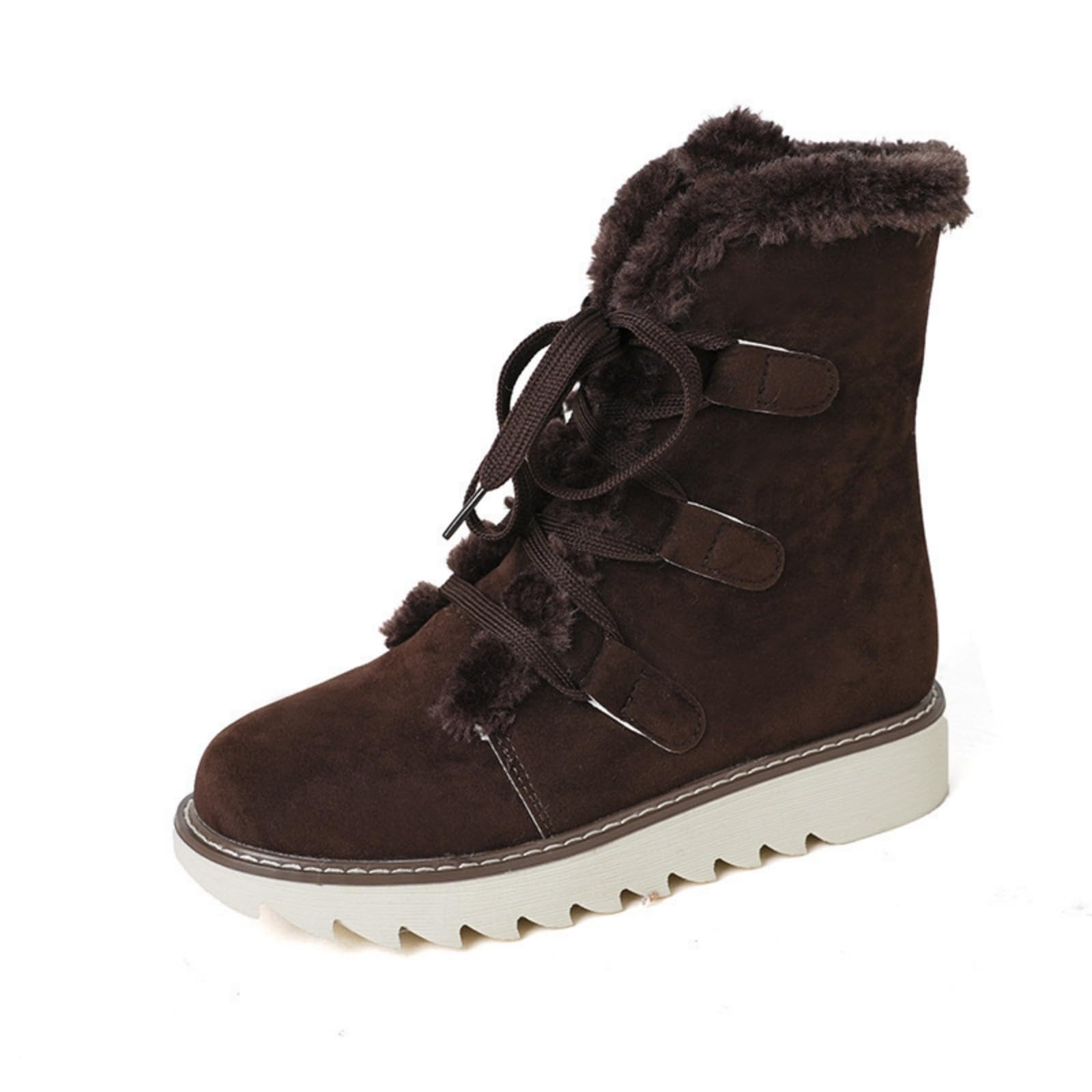 Winter Boots for Women Lace Up Fur Lined Ankle Booties Warm Comfortable Non Slip Waterproof Snow Boots Outdoor