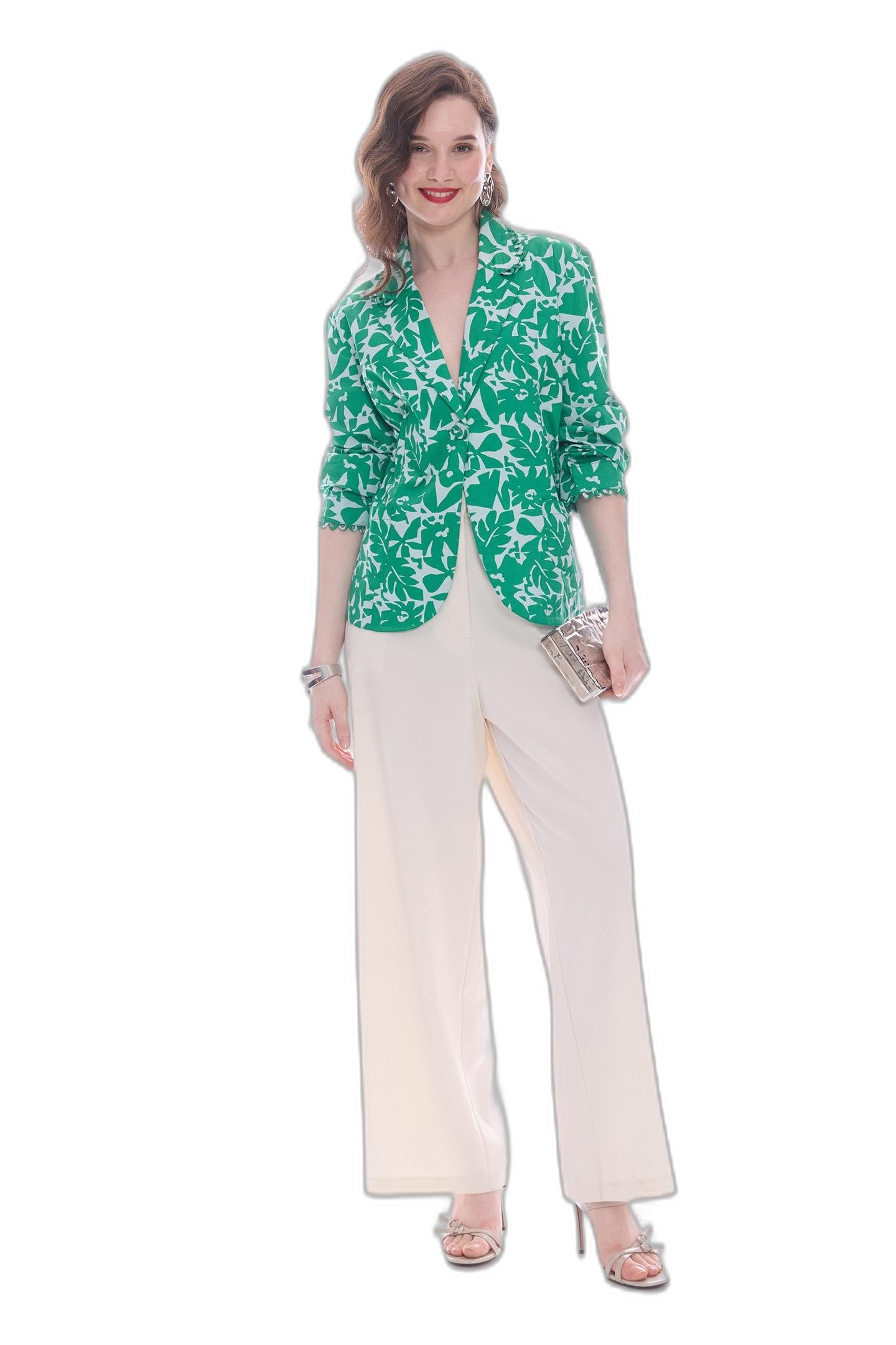 Women’s Regular Fit Longline Blazer – Brunch Jacket with Fabric Loop Neckline Detail, Fabric-Covered Buttons & Curved Hemline, Tailored Casual Outerwear, Office Wear, Smart Casual-image-44