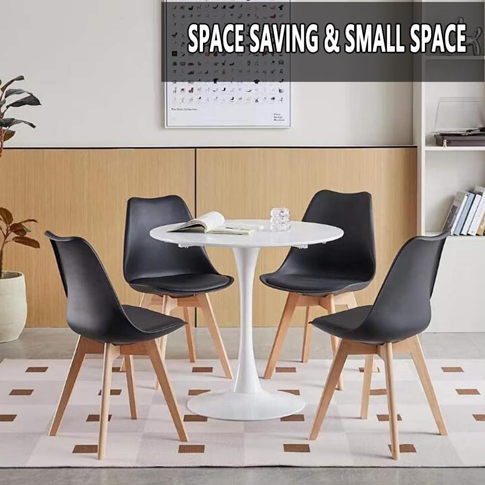 Mesa de comedor redonda moderna de tulipán, parte superior de granito con pedestal de metal para cocina y comedor, mesa de café, mesa auxiliar de ocio/blanco/60 cm