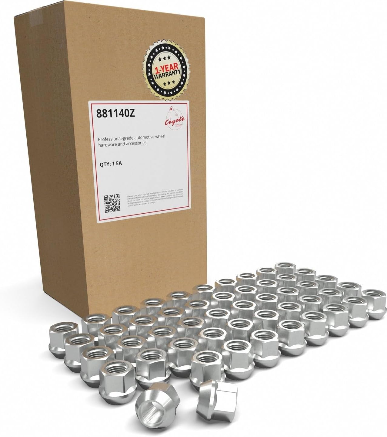 Wheel Accessories Parts 100 Pcs 7/16"-20 Thread Open End Bulge Acorn 21mm 0.84" Long Lug Nuts Zinc 3/4" 19mm Hex Fits Many Classic Chevrolet, Buick, GMC, Pontiac Vehicles