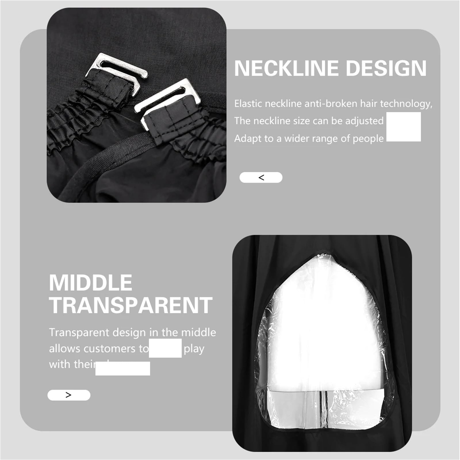 Capo Barbiere Mantella da parrucchiere da 3 pezzi Mantella da barbiere Finestra di visualizzazione trasparente Mantello for taglio di capelli impermeabile Prospettiva Grembiule da barbiere(White)