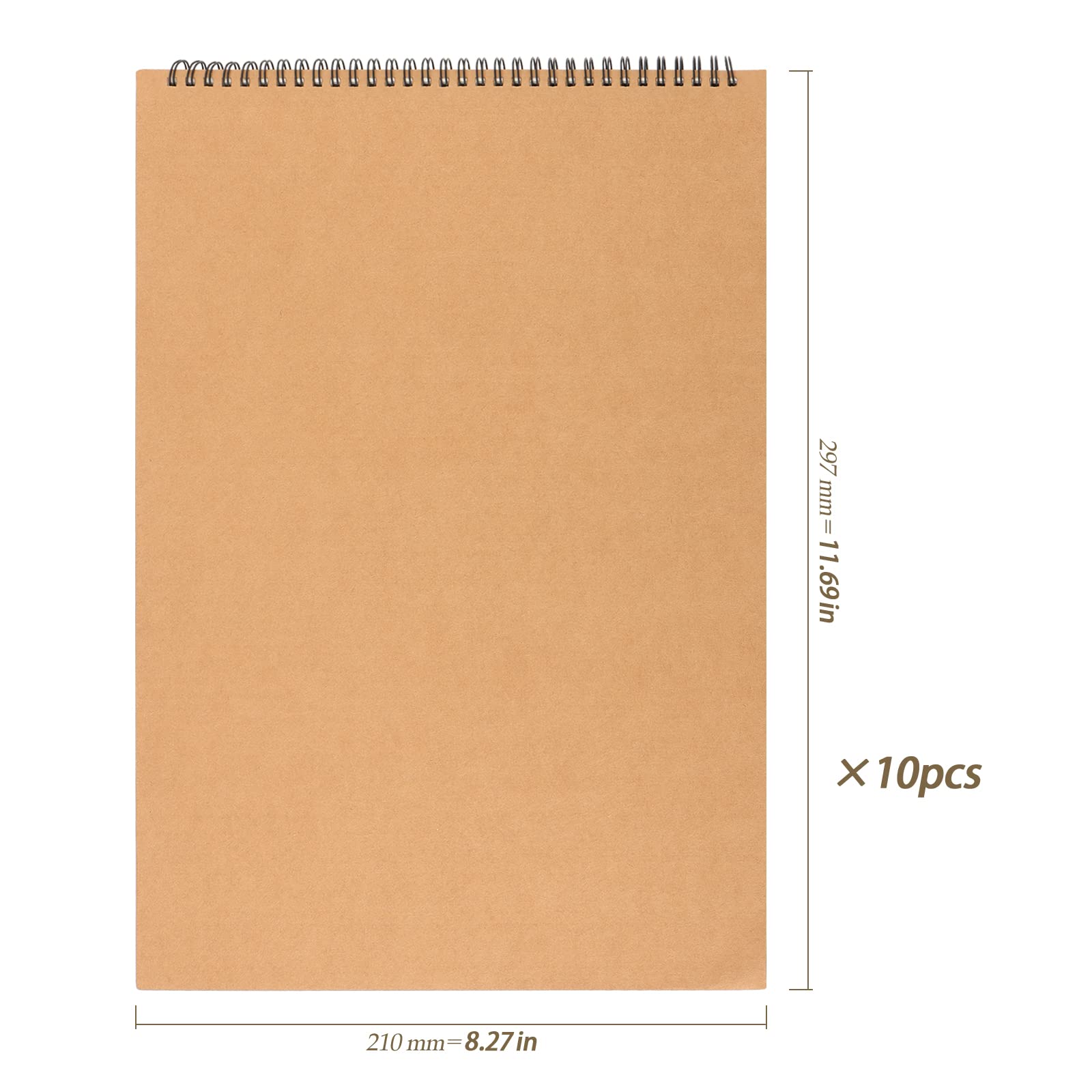 Confezione da 10 quaderni per schizzi A4, 60 pagine, 30 fogli con tasca superiore a spirale, piccoli quaderni a spirale, blocchi per schizzi per bambini, disegno