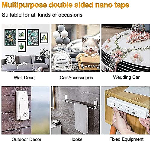 Image of Double Sided Tape Heavy Duty Multipurpose Removable Traceless Mounting Adhesive Tape For Walls, Washable Reusable Strong Sticky Strips Gel Grip Tape Nano Double Sided Tape (3M *1Mm)