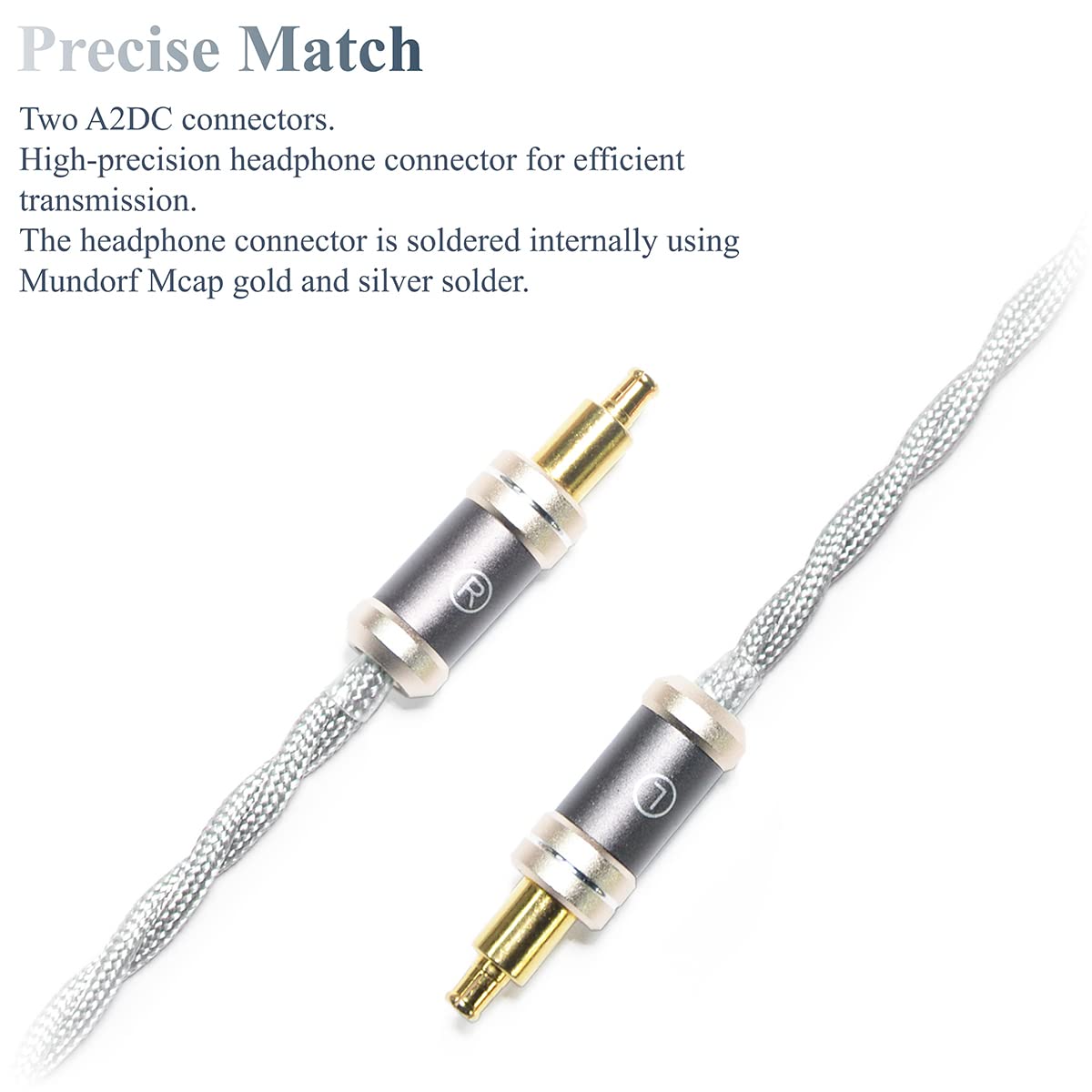 FSIjiangyi 6N Single Crystal Silver Headphone Cable for Audio-Technica ATH-AWAS AWKT MSR7B ESW990H ESW950 AP2000Ti AWKG L5000 SR9 ADX5000 WP900 A2DC 4.4mm Balanced Audio Upgrade Cable (4.4mm Plug)