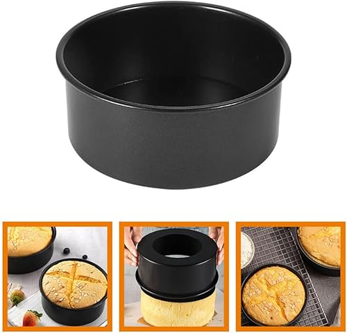 Miniatura 5 de Kichvoe Molde redondo de acero inoxidable, negro, 12 pulgadas