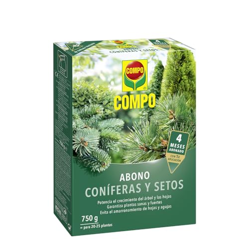 COMPO Antiamarronamiento de coníferas de larga duración, Para todo tipo de coníferas y plantas de hoja perenne, 6 meses de duración, 750 g