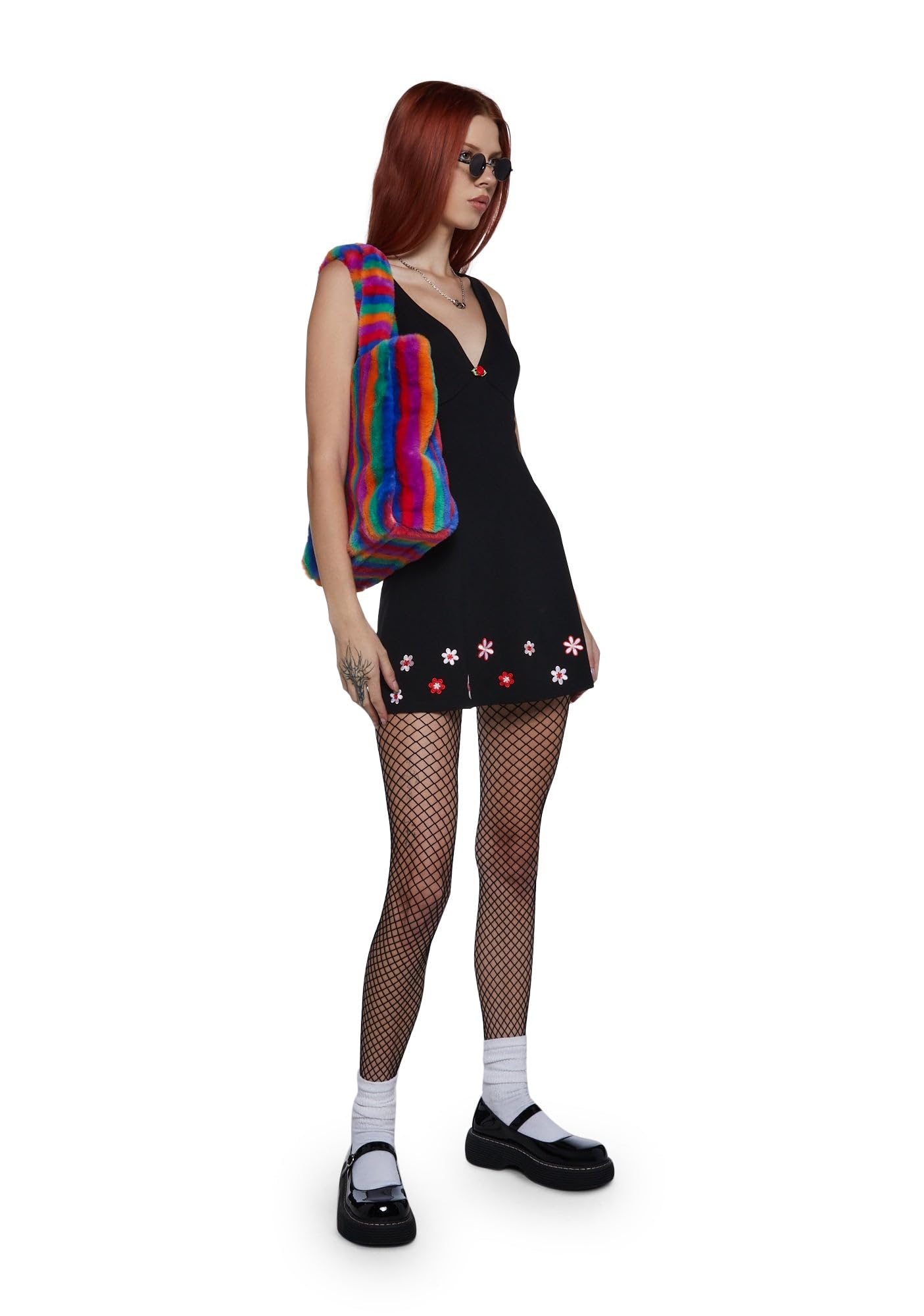 Dolls Kill So Yesterday Mini Dress by Delia's  90s-Inspired V-Neck Dress  with Rosette and Embroidery, Black, XS : Buy Online at Best Price in KSA -  ...