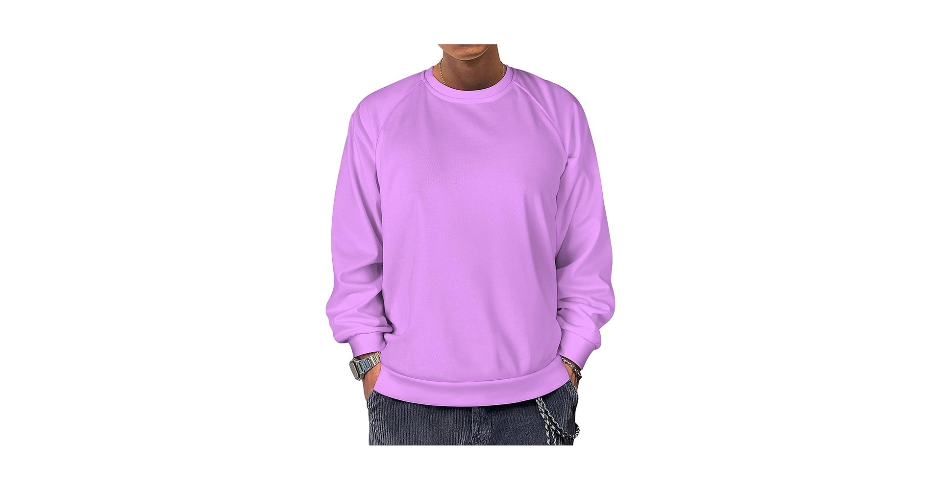 Amazon.com: TZTTZT Crewneck Sweatshirt for Men, Light-Purple